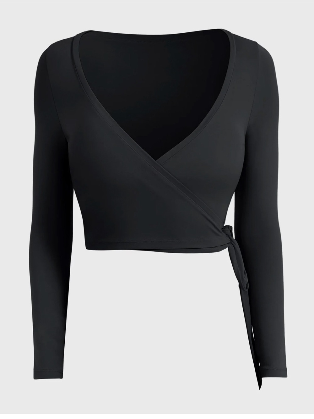 Black Wrap Crop Top with Side Tie